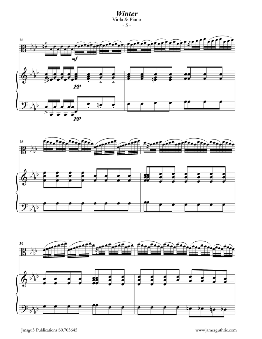 Vivaldi: Winter from the Four Seasons for Viola & Piano Viola scores gallery preview page 5