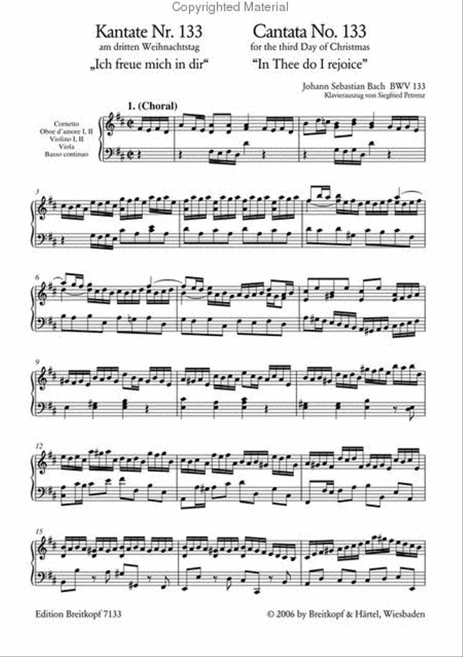 Cantata BWV 133 “In Thee do I rejoice” 4-Part scores gallery preview page 2