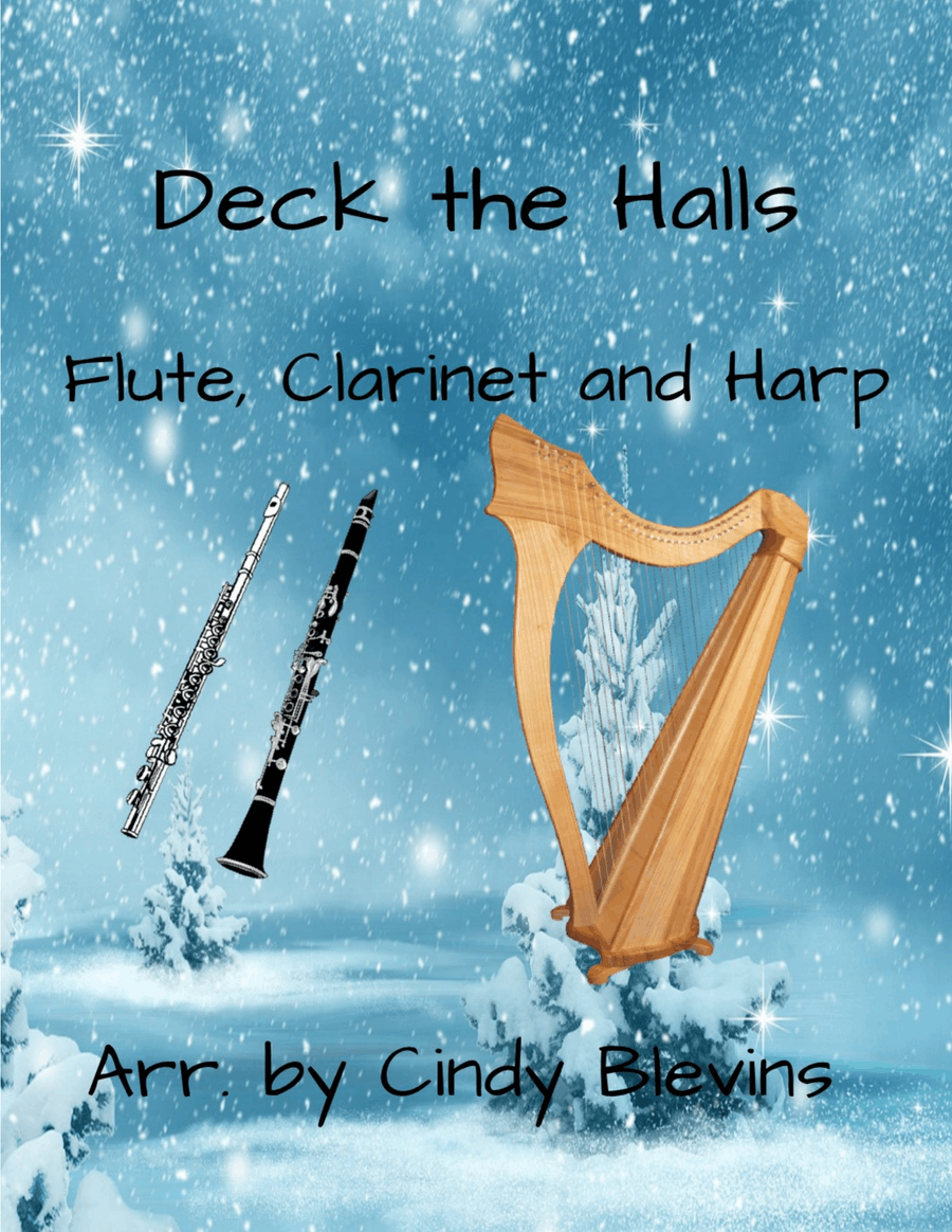 Deck the Halls, for Harp, Flute and Clarinet Clarinet scores gallery preview page 1