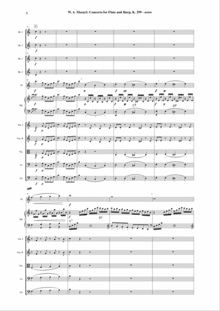 Wolfgang Amadeus Mozart: Concerto for flute and harp, K. 299, full score Chamber Orchestra scores gallery preview page 6