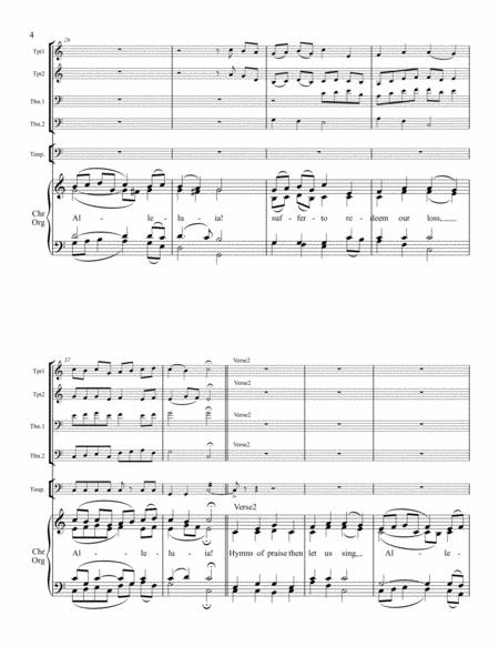 Jesus Christ Is Risen Today - Two Trumpets, Two Trombones, SATB, Descant, Congregation, and Organ by Christina Harmon 4-Part - Digital Sheet Music