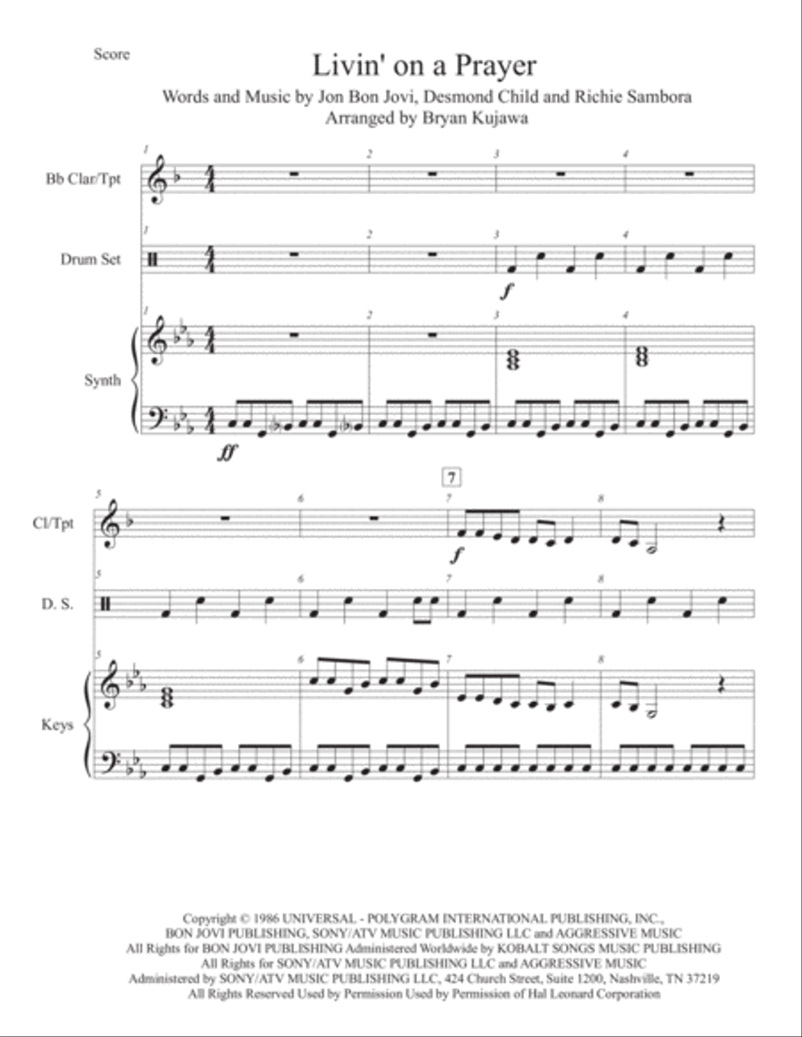 Livin' On A Prayer Small Ensemble scores gallery preview page 1