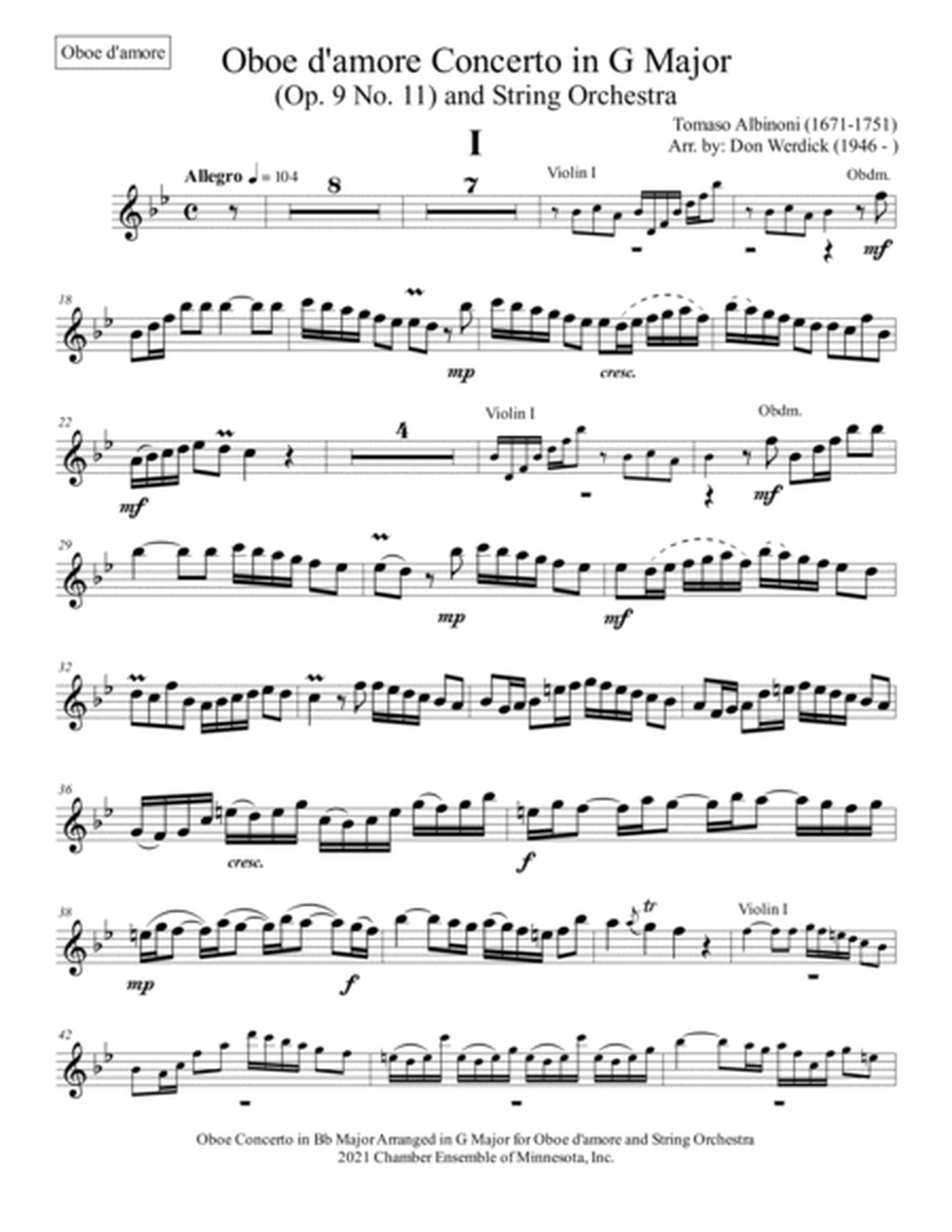 Concerto for Oboe d’amore in G Major, Op. 9 No. 11 image number null