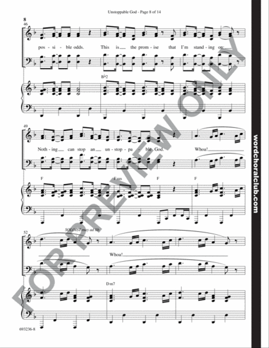 Unstoppable God - Anthem 4-Part scores gallery preview page 9