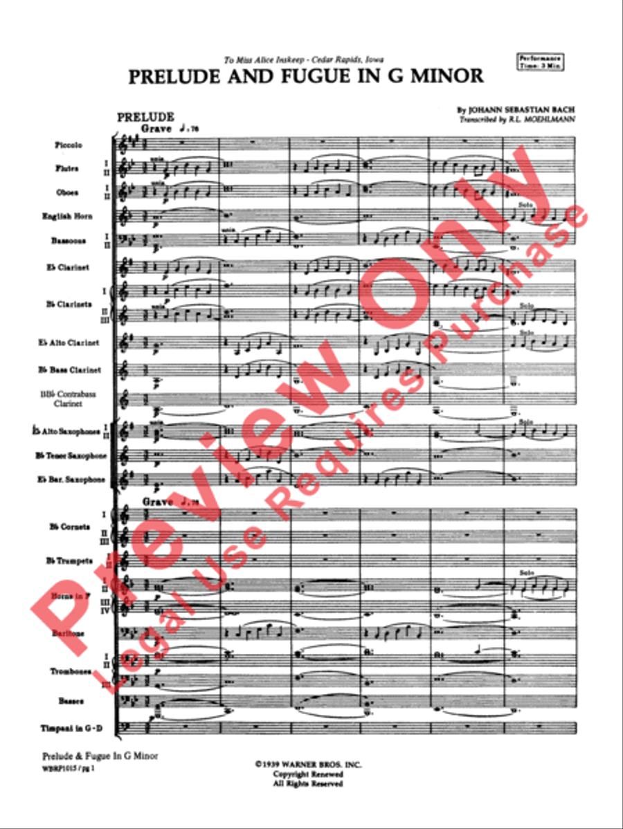 Prelude and Fugue in G Minor Concert Band scores gallery preview page 4