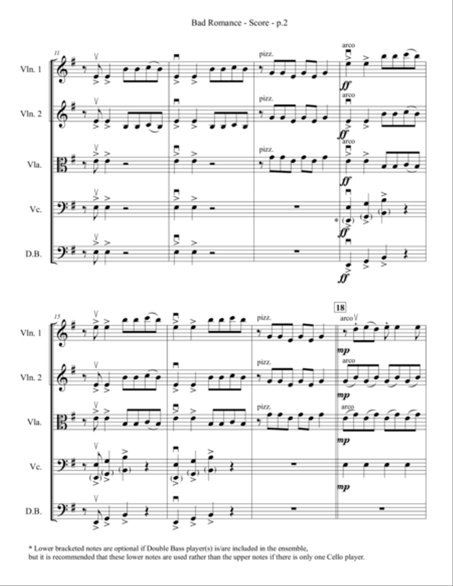 Bad Romance String Orchestra scores gallery preview page 3