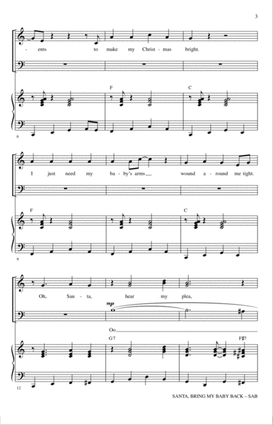 Santa, Bring My Baby Back (To Me) 3-Part scores gallery preview page 2