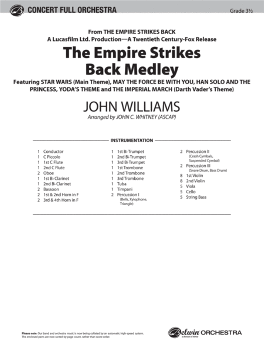 The Empire Strikes Back Medley: Score