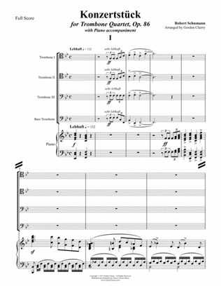 Book cover for Concert Piece Opus 86 for Trombone Quartet & Piano