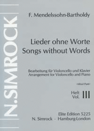 Book cover for Songs without Words op. 62-67 Band 3
