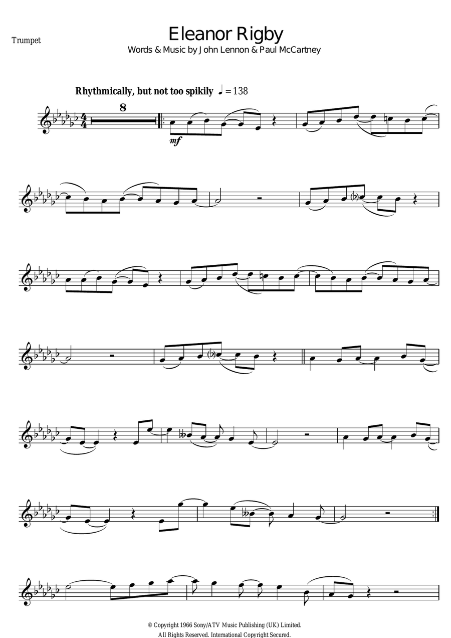 Eleanor Rigby Eleanor Rigby Trumpet Solo scores gallery preview page 1