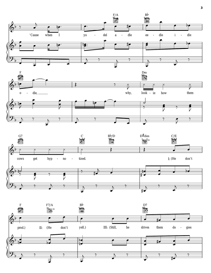 Yodel-Adle-Eedle-Idle-Oo Piano, Vocal, Guitar scores gallery preview page 3