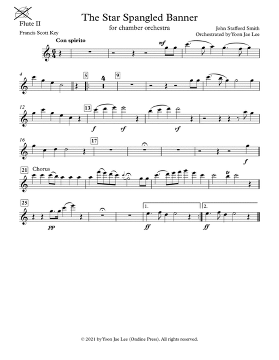 The Star Spangled Banner (US National Anthem) for Chamber Orchestra - Set of Parts image number null