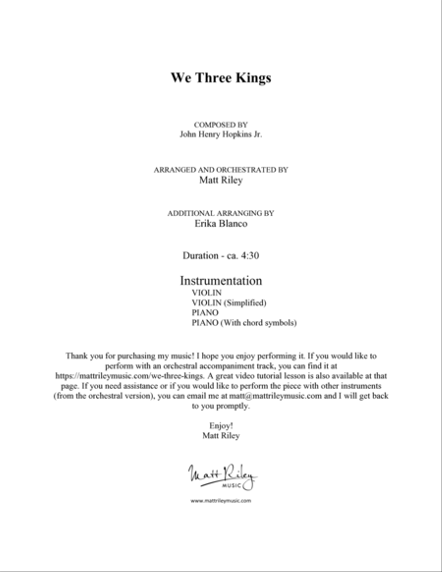 We Three Kings - Violin and Piano Violin Solo scores gallery preview page 2