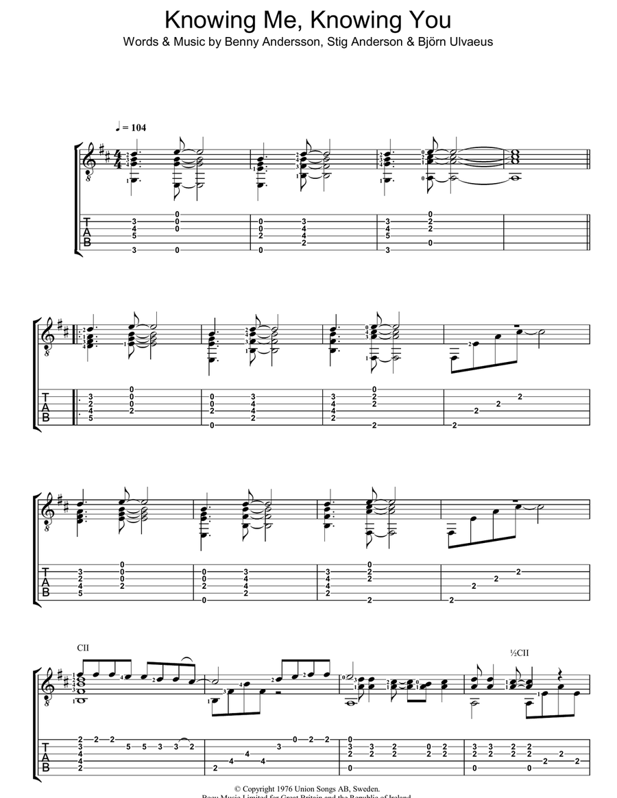Knowing Me, Knowing You Knowing Me, Knowing You Acoustic Guitar scores gallery preview page 1