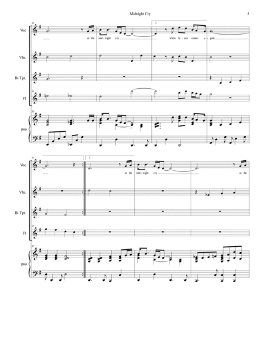 Midnight Cry Trumpet scores gallery preview page 5