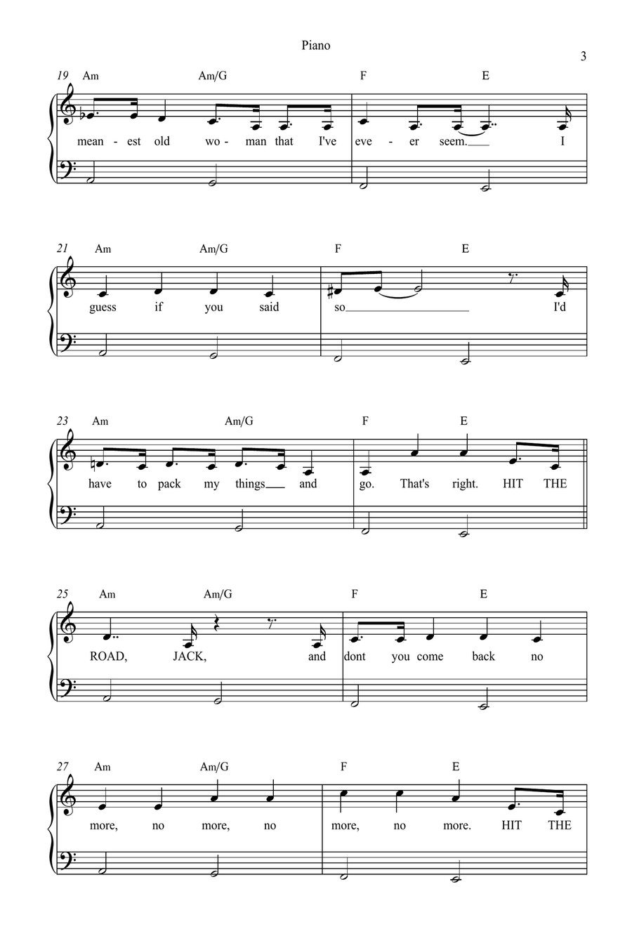 Hit The Road Jack Hit The Road Jack Piano, Vocal scores gallery preview page 3