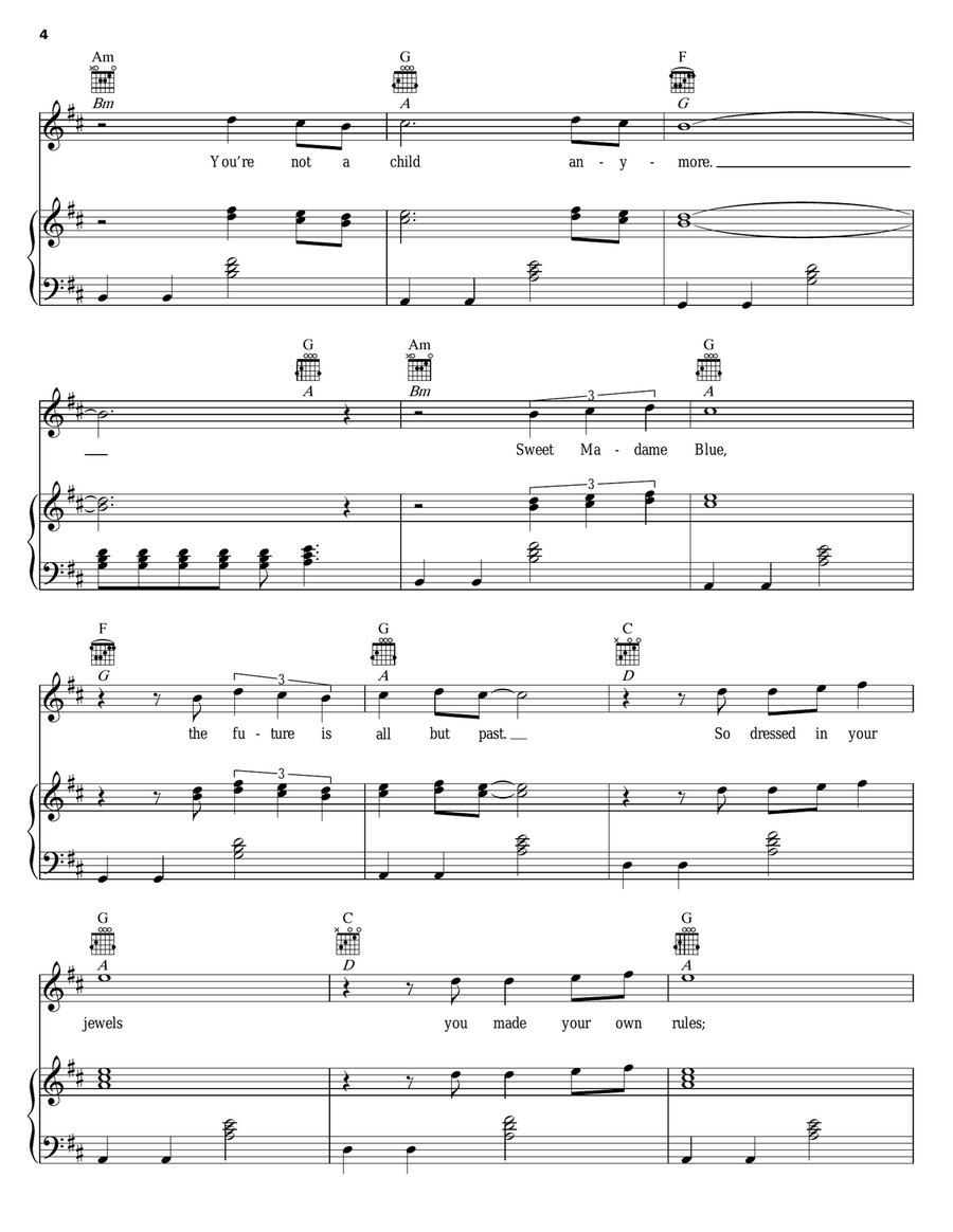 Suite Madame Blue Piano, Vocal, Guitar scores gallery preview page 4