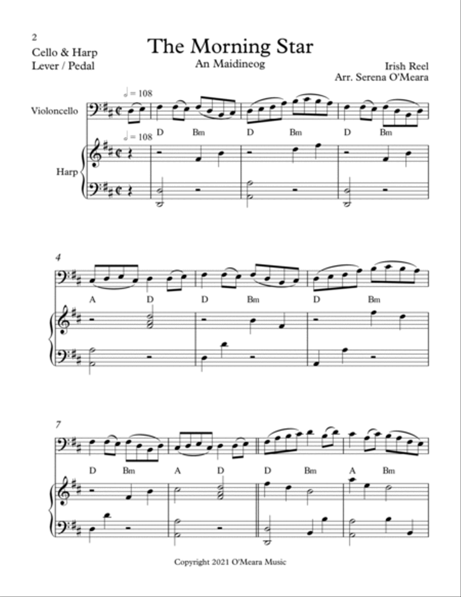 The Morning Star, Duet for Cello & Harp String Duet scores gallery preview page 2