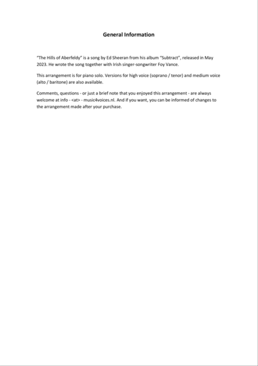 The Hills Of Aberfeldy Piano Solo scores gallery preview page 2