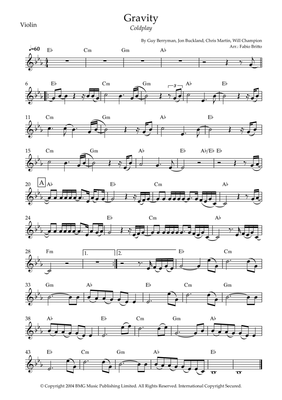 Gravity Violin Solo scores gallery preview page 1