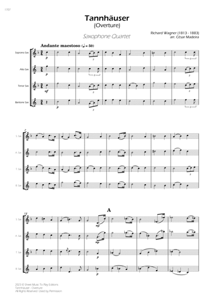 Tannhäuser (Overture) - Sax Quartet (Full Score) - Score Only image number null