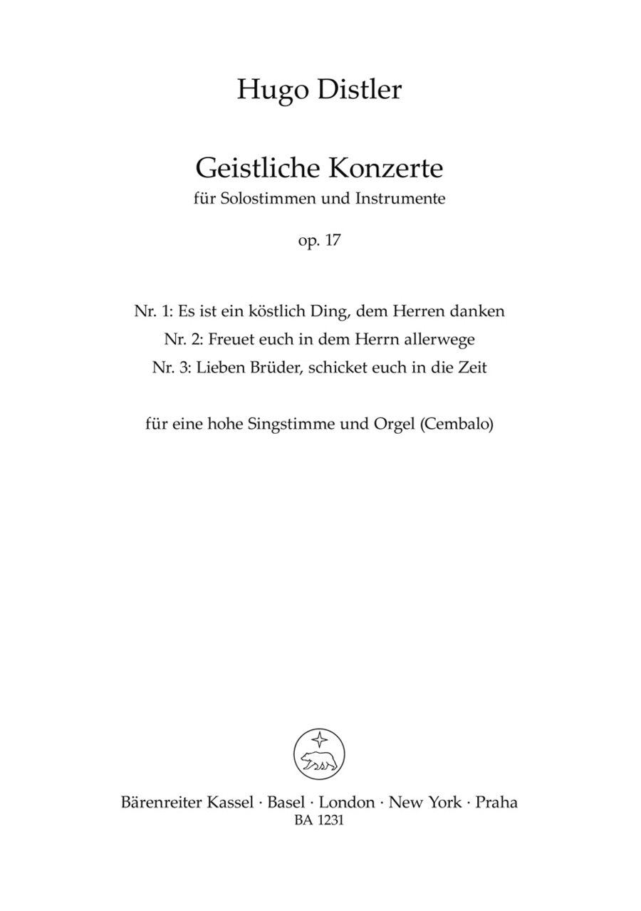 Three sacred concertos for Soprano and Organ (manually) or Harpsichord op. 17 Soprano Voice scores gallery preview page 1