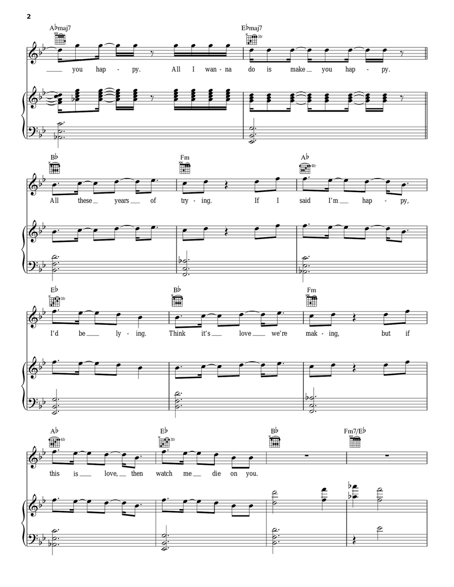 Make You Happy Piano, Vocal, Guitar scores gallery preview page 2