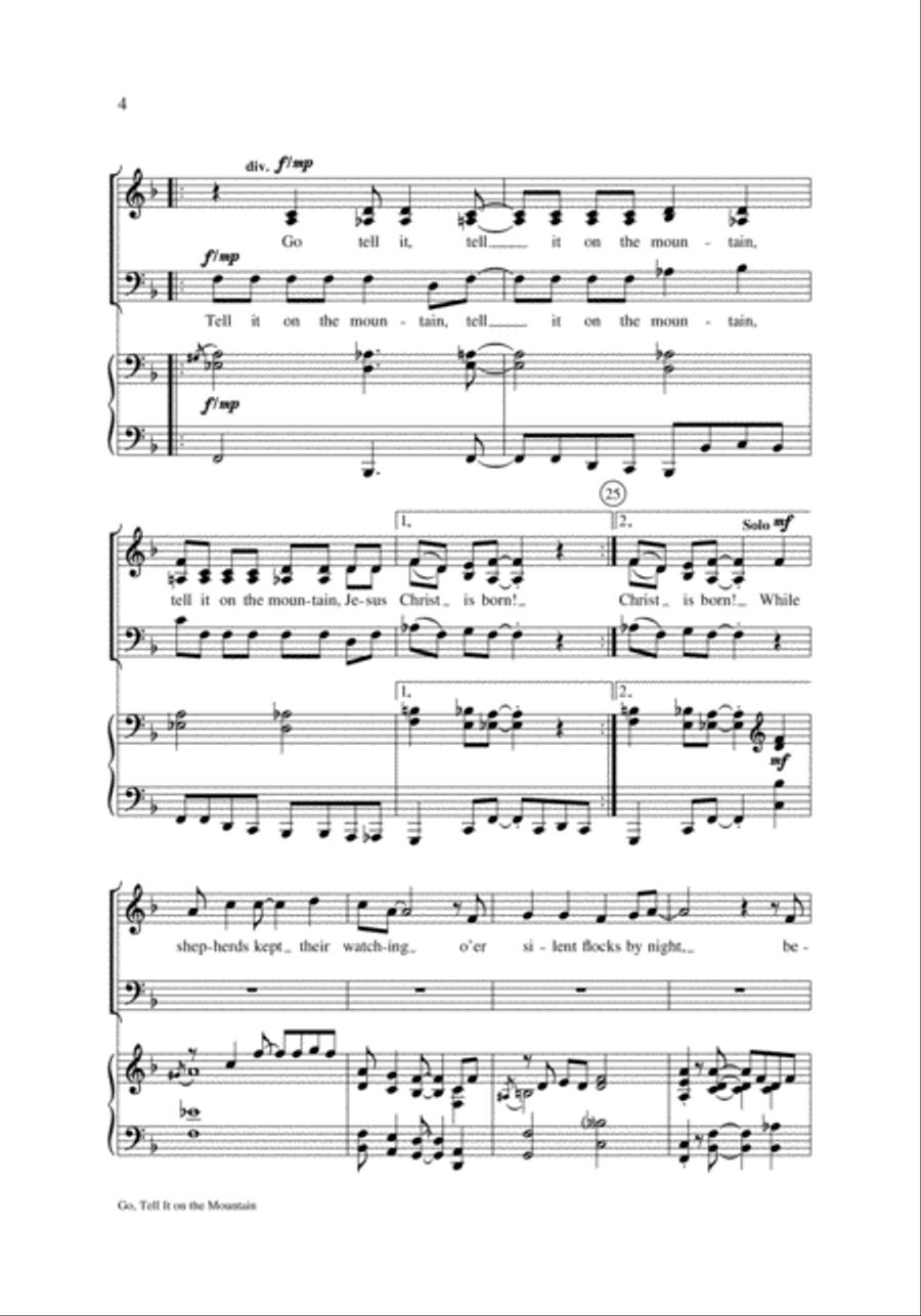 Go, Tell It on the Mountain 3-Part scores gallery preview page 4
