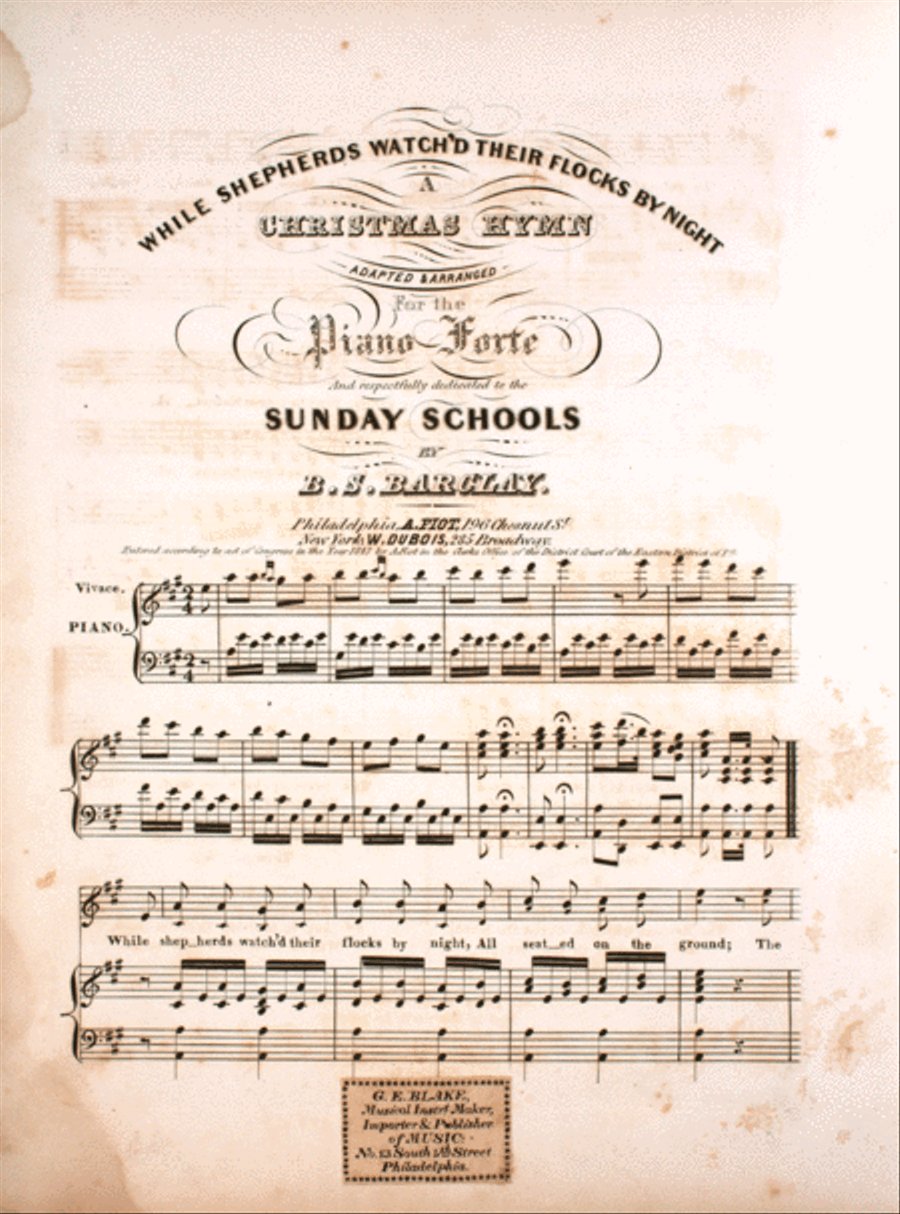 While Shepherds Watch'd Their Flocks By Night. A Christmas Hymn Voice scores gallery preview page 1