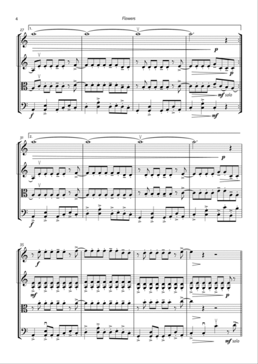 Flowers String Quartet scores gallery preview page 4