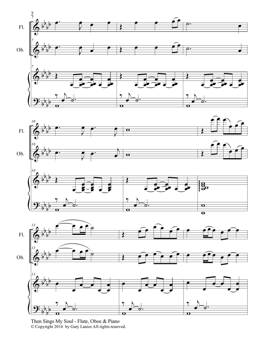 THEN SINGS MY SOUL (Trio – Flute & Oboe with Piano and Parts) Woodwind Duet scores gallery preview page 3