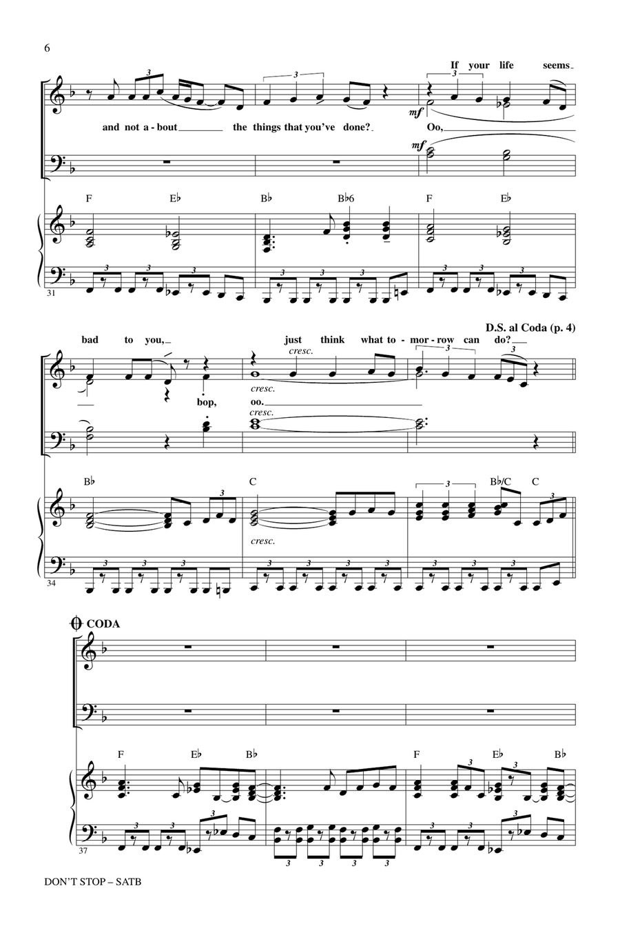 Don't Stop Don't Stop 4-Part scores gallery preview page 5