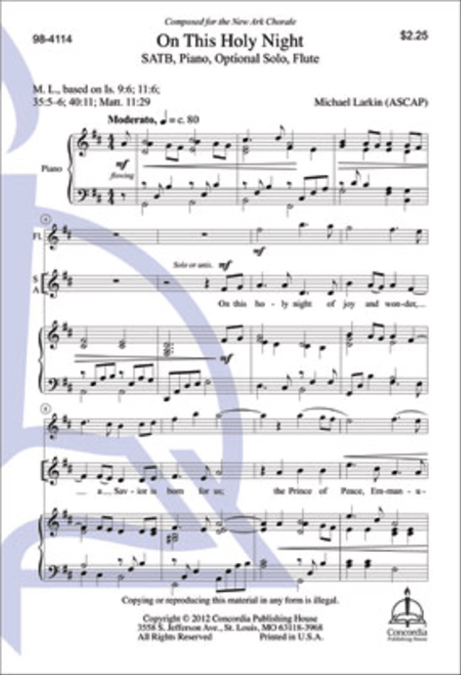 On This Holy Night 4-Part scores gallery preview page 1