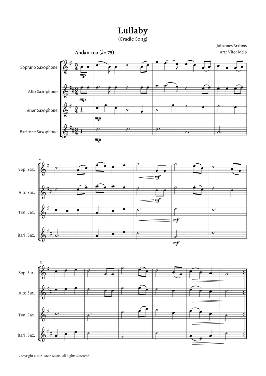 Brahms Lullaby - Sax Quartet image number null