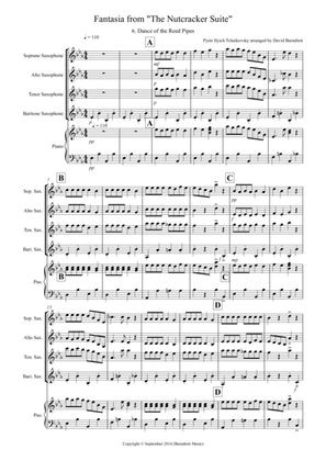 Dance of the Reed Pipes (Fantasia from Nutcracker) for Saxophone Quartet