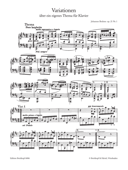 Variations on an Original Theme Op. 21/1 and a Hungarian Song Op. 21/2