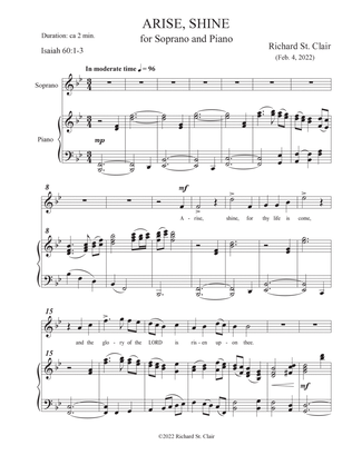 ARISE, SHINE (Isaiah 60:1-3) for Soprano and Piano
