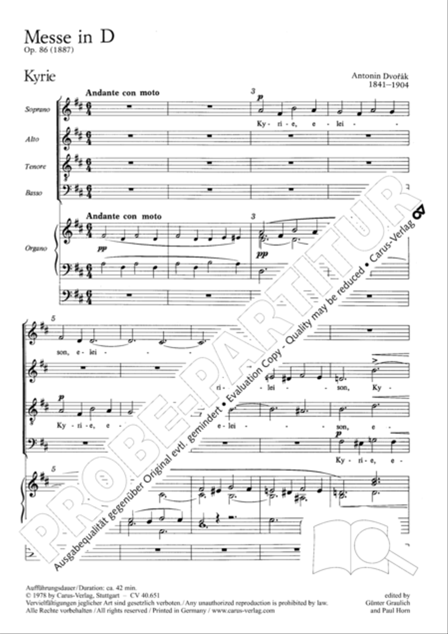 Mass in D Major (Missa in D) 4-Part scores gallery preview page 12