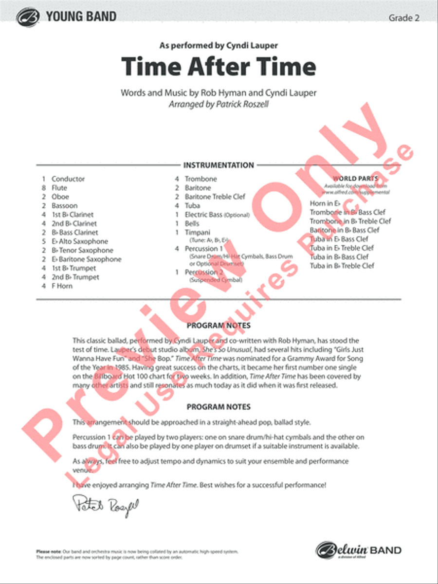 Time After Time Concert Band scores gallery preview page 2