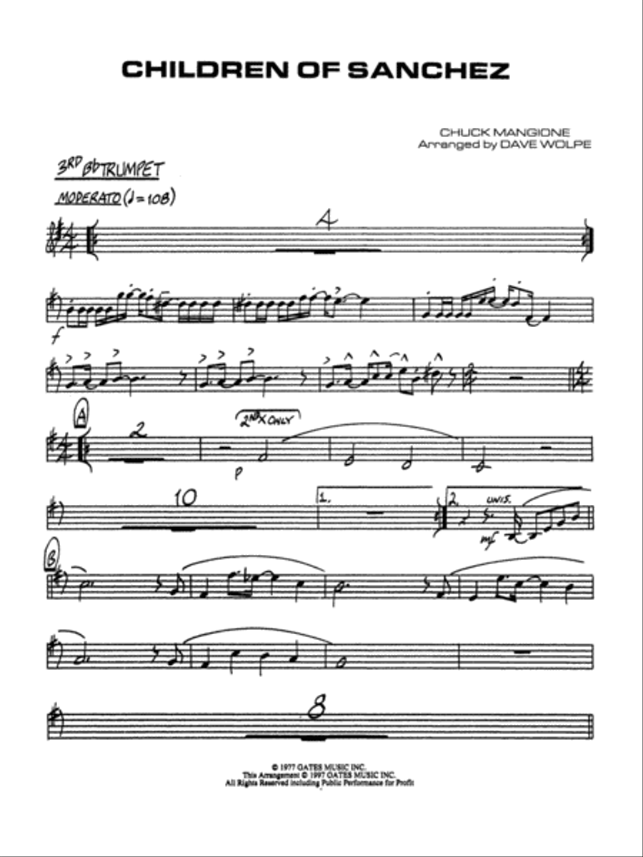 Children of Sanchez: 3rd B-flat Trumpet Jazz Ensemble scores gallery preview page 1