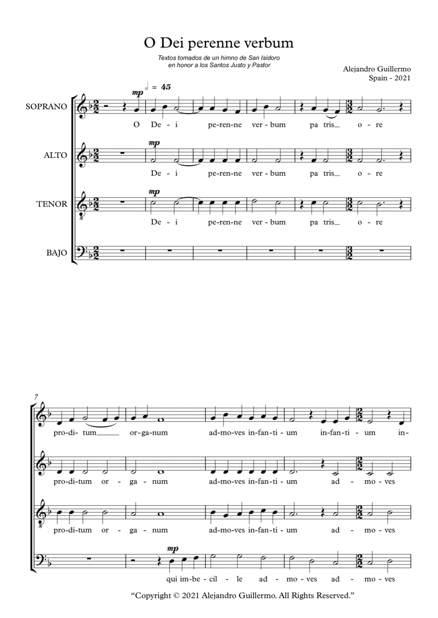 O Dei perenne Verbum O Dei perenne Verbum 4-Part scores gallery preview page 1