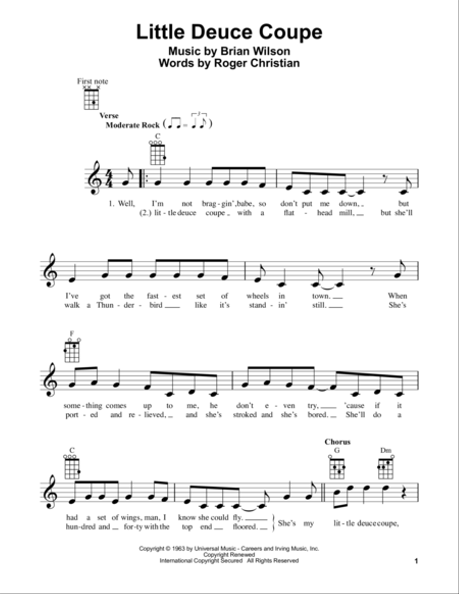 Little Deuce Coupe Ukulele scores gallery preview page 1