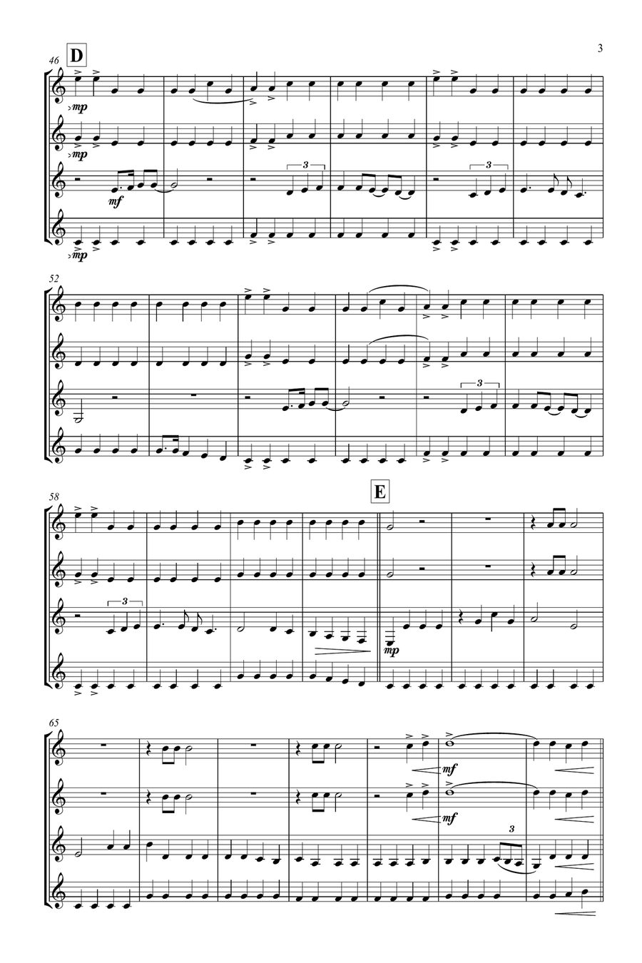 Sweet Caroline Sweet Caroline Brass Quartet scores gallery preview page 3