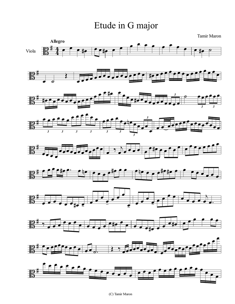 Viola Etude in G Major Viola Solo scores gallery preview page 1