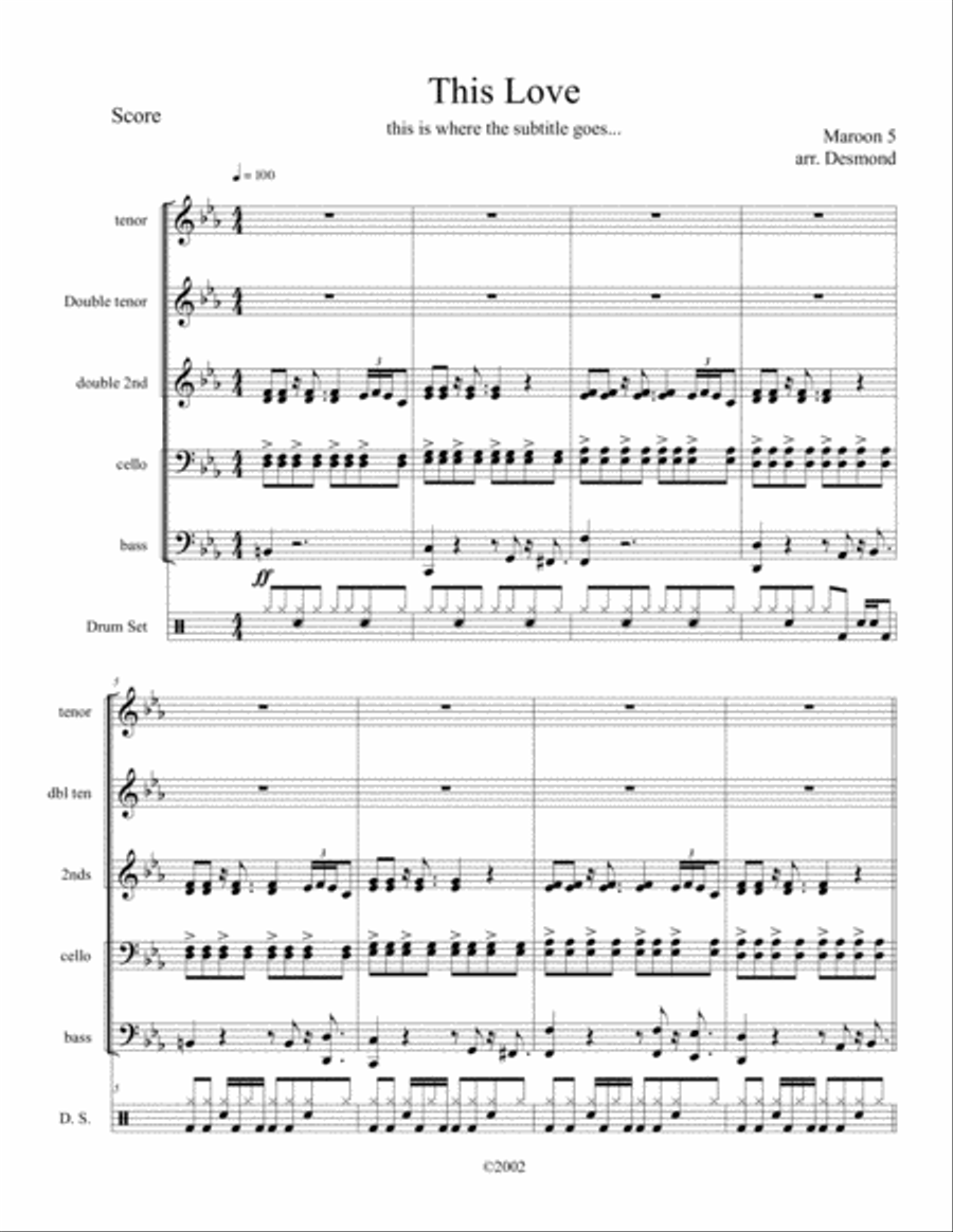 This Love Percussion Ensemble scores gallery preview page 1