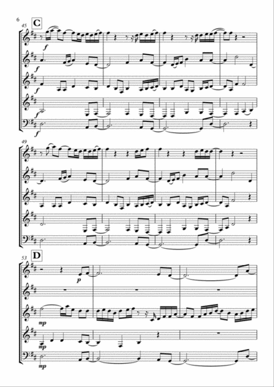Kiss Me Woodwind Quintet scores gallery preview page 6