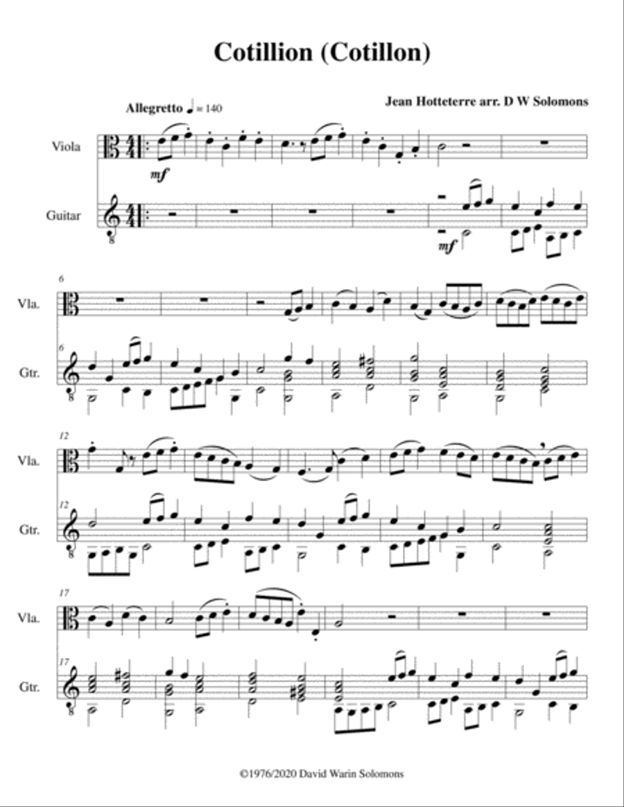 Cotillion (Cotillon) for viola and guitar String Duet scores gallery preview page 1