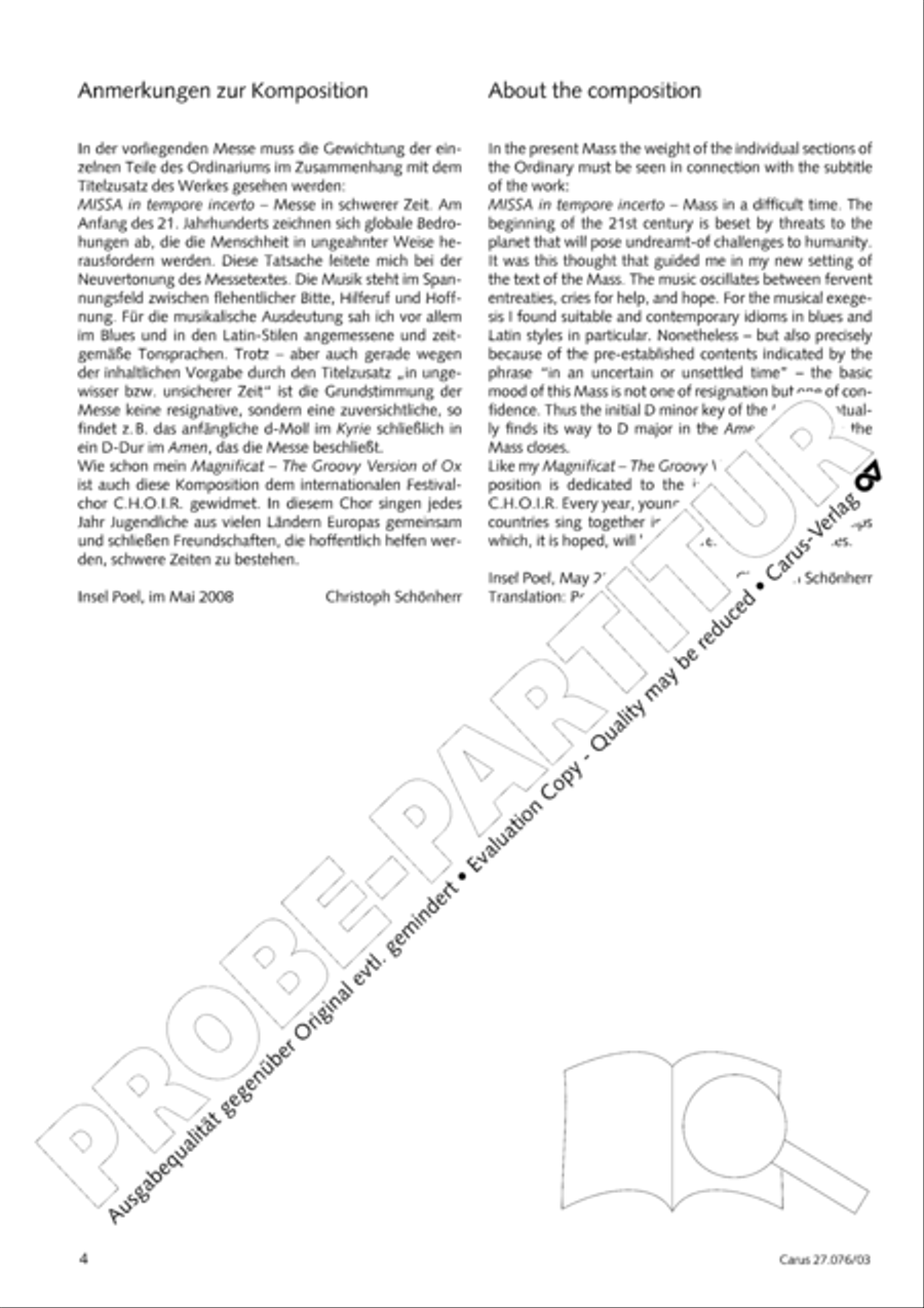 Missa in tempore incerto 4-Part scores gallery preview page 5