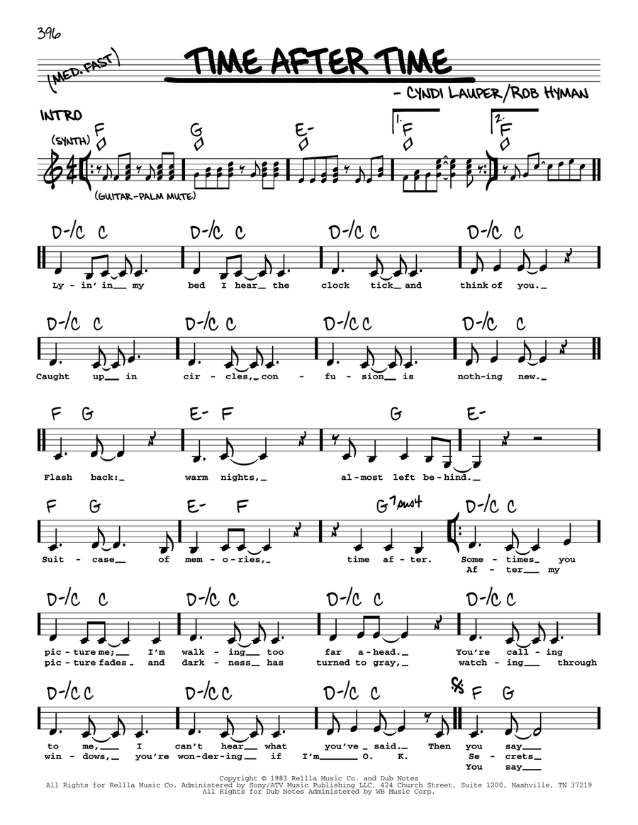 Time After Time Voice scores gallery preview page 1